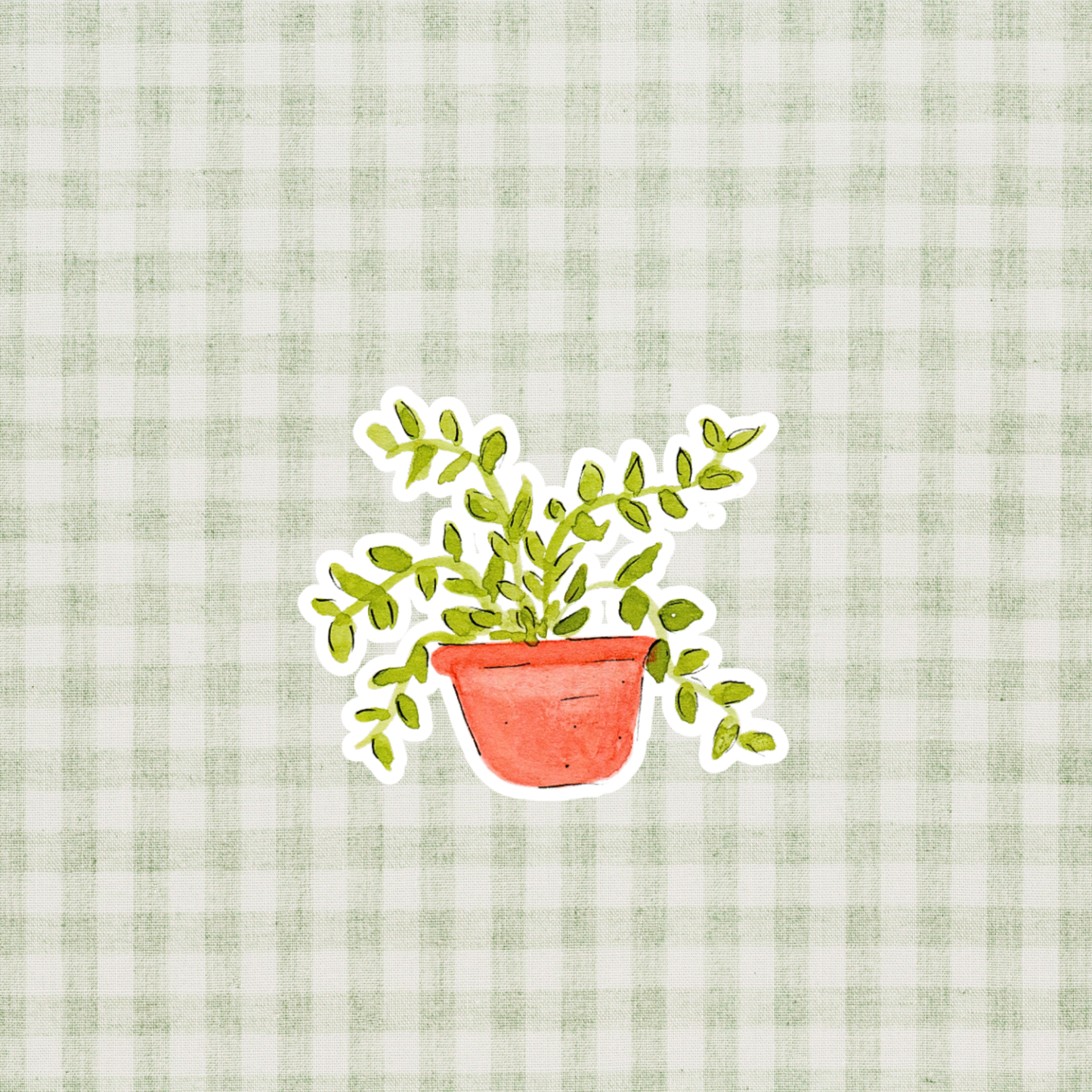 Potted Houseplant, Pothos Watercolor Sticker