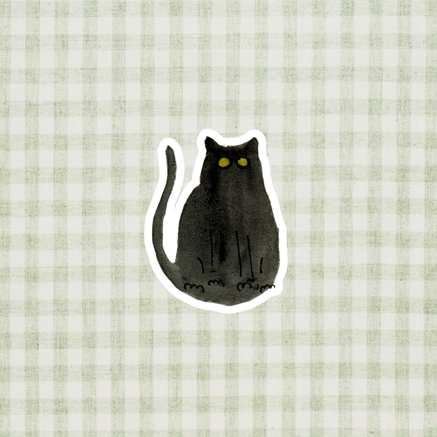 Black Cat Watercolor Sticker