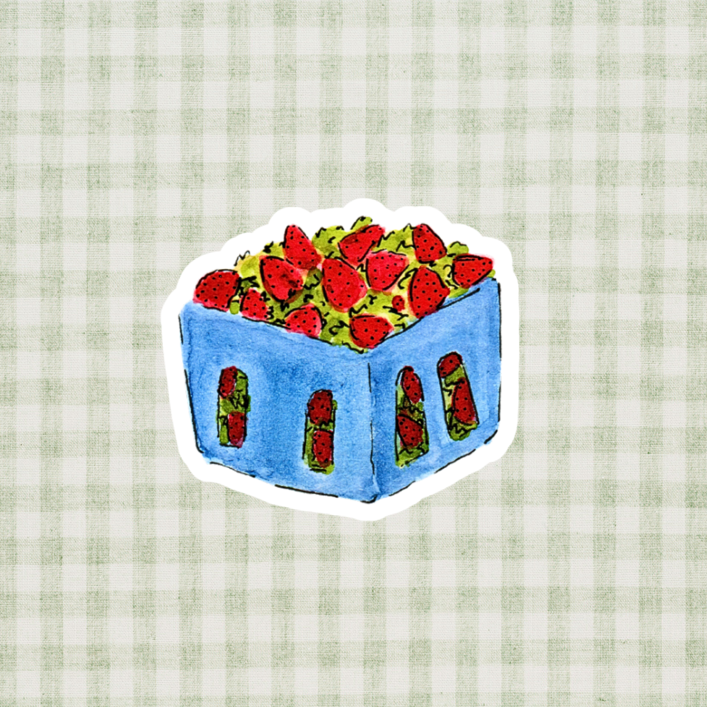 Strawberry Pint Watercolor Sticker