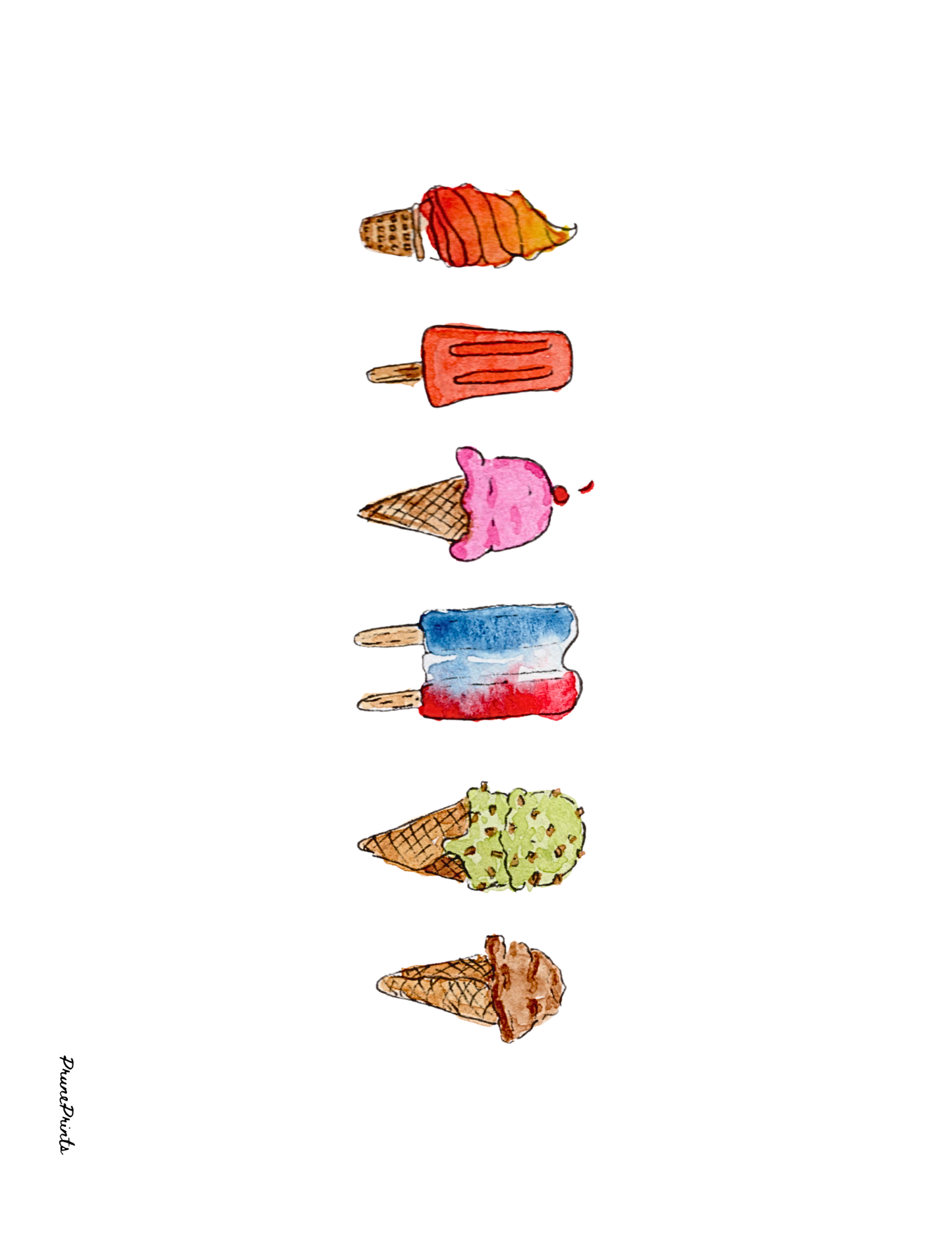 Ice Cream Watercolor Print