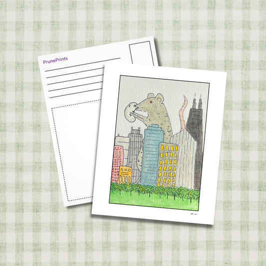 Chicago Rat Eating Bean Postcard