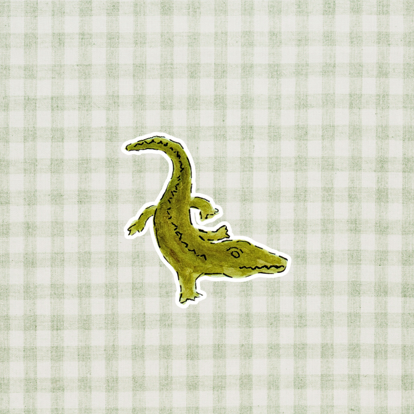 Whimsical Alligator Watercolor Sticker