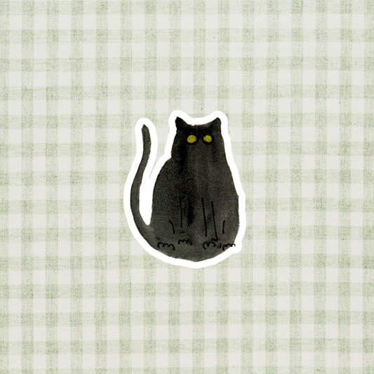 Black Cat Watercolor Sticker