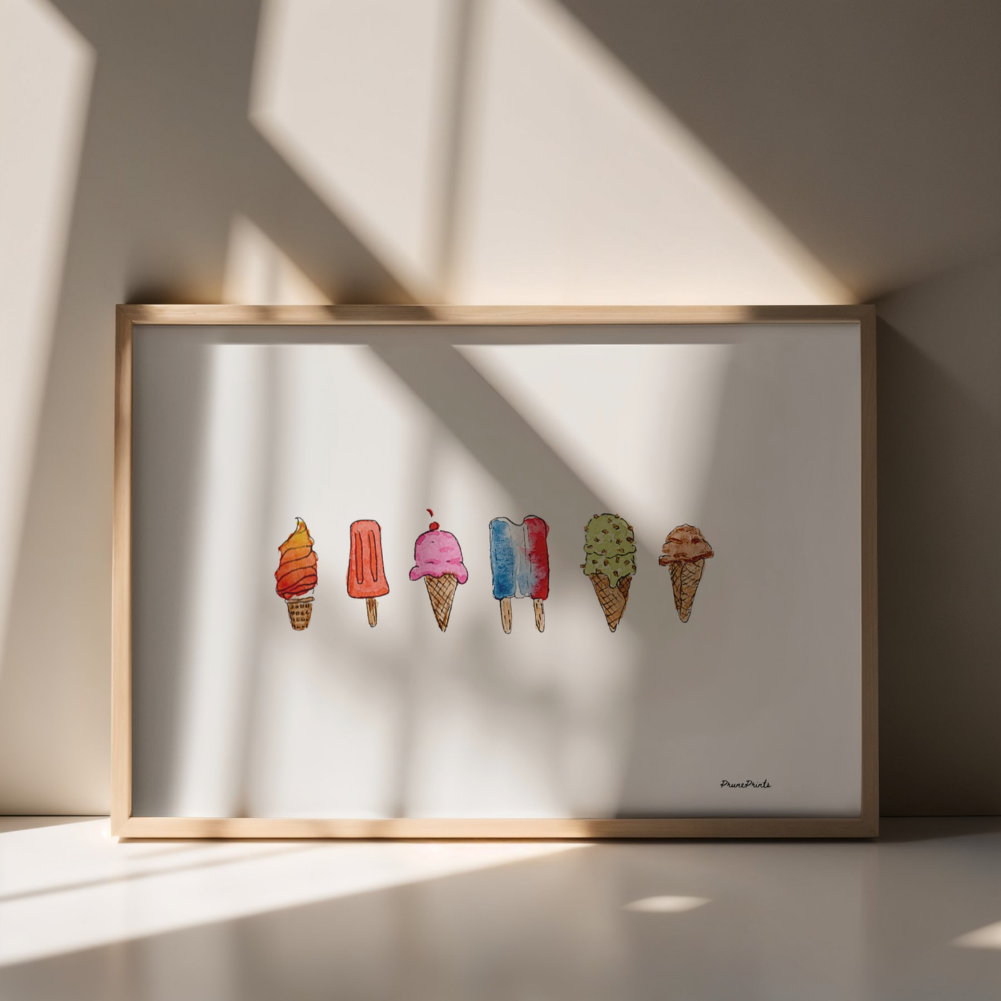 Ice Cream Watercolor Print
